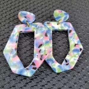 Shades of Pink & Blue Acrylic Tortoise Earrings (#E7)